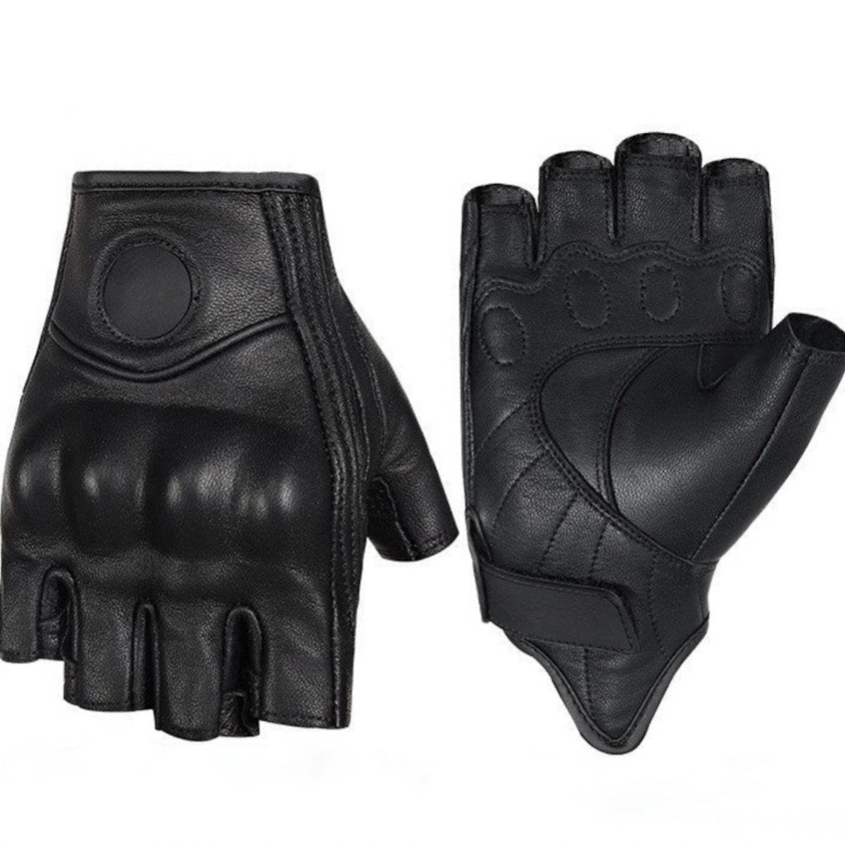 Fingerlose Motorradhandschuhe aus Kalbsleder – Halbfinger mit Knöchelschutz